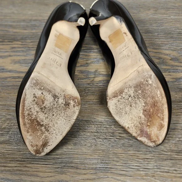 Dior Miss Dior Black Patent Heels 39.5 US 9.5 Full Set Box COA DIY Re-Dyed - Picture 10 of 13